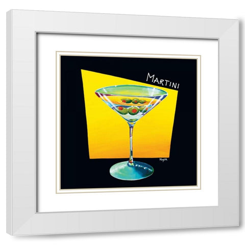 Martini White Modern Wood Framed Art Print with Double Matting by Naylor, Mary