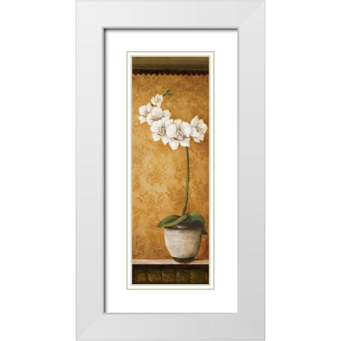 Hannas Orchids II White Modern Wood Framed Art Print with Double Matting by Osborne, Susan