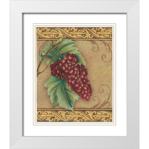 Grape Tapestry I White Modern Wood Framed Art Print with Double Matting by Osborne, Susan