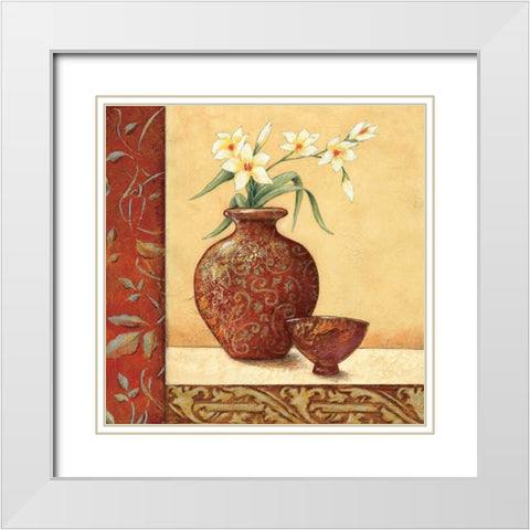 Cinnamon Summer I White Modern Wood Framed Art Print with Double Matting by Osborne, Susan