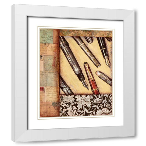 Calligraphy White Modern Wood Framed Art Print with Double Matting by Osborne, Susan
