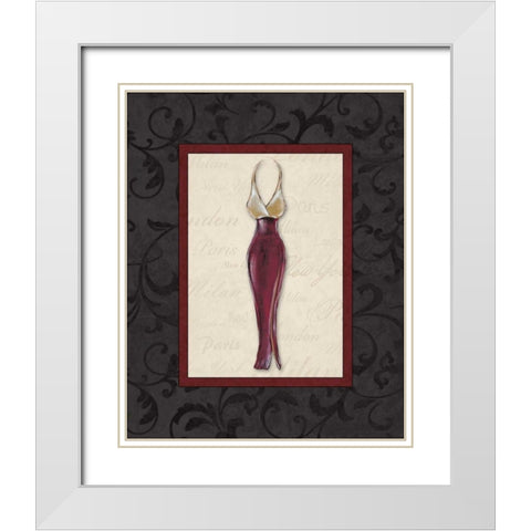 Fashion Dress II White Modern Wood Framed Art Print with Double Matting by Osborne, Susan