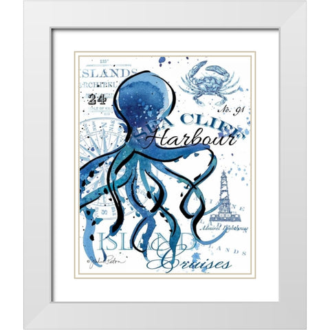Sea Cliff Octopus White Modern Wood Framed Art Print with Double Matting by Paton, Julie
