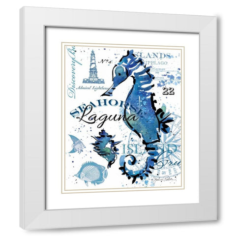 Seahorse Laguna White Modern Wood Framed Art Print with Double Matting by Paton, Julie