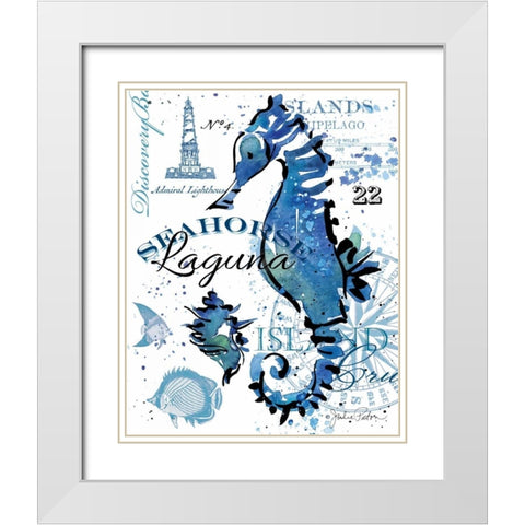 Seahorse Laguna White Modern Wood Framed Art Print with Double Matting by Paton, Julie
