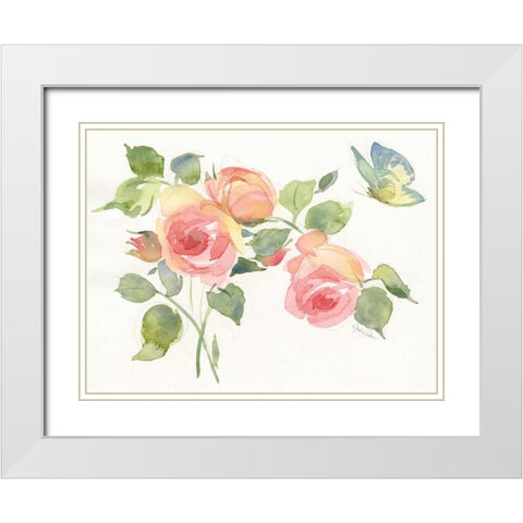 Roses II White Modern Wood Framed Art Print with Double Matting by Paton, Julie
