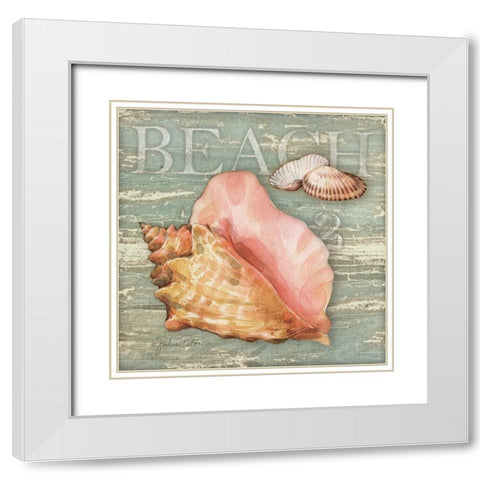 Beach Shells Conch White Modern Wood Framed Art Print with Double Matting by Paton, Julie