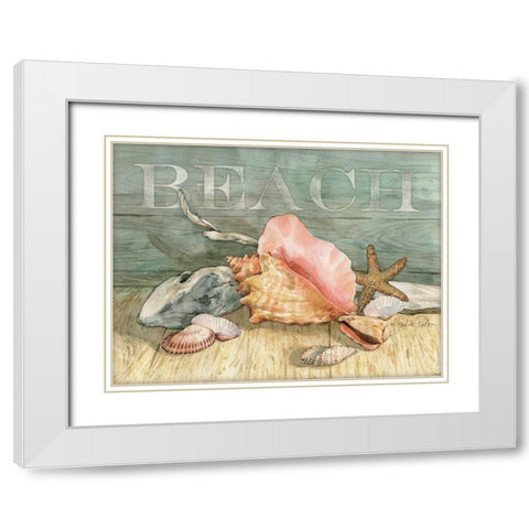 Beach Shells Still LIfe White Modern Wood Framed Art Print with Double Matting by Paton, Julie