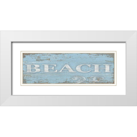 Beach Sign White Modern Wood Framed Art Print with Double Matting by Paton, Julie