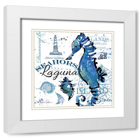 Seahorse Laguna White Modern Wood Framed Art Print with Double Matting by Paton, Julie