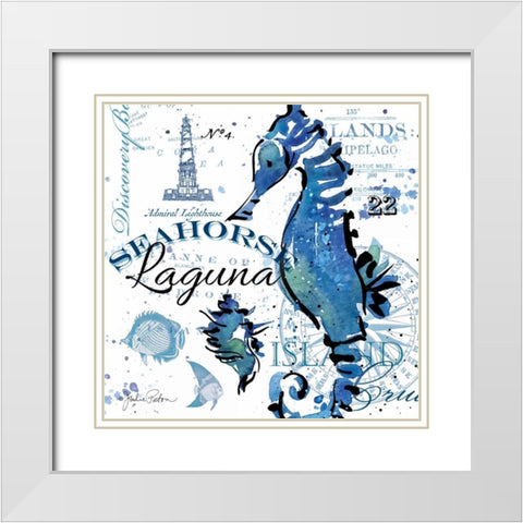 Seahorse Laguna White Modern Wood Framed Art Print with Double Matting by Paton, Julie
