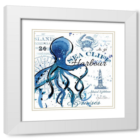Sea Cliff Octopus White Modern Wood Framed Art Print with Double Matting by Paton, Julie
