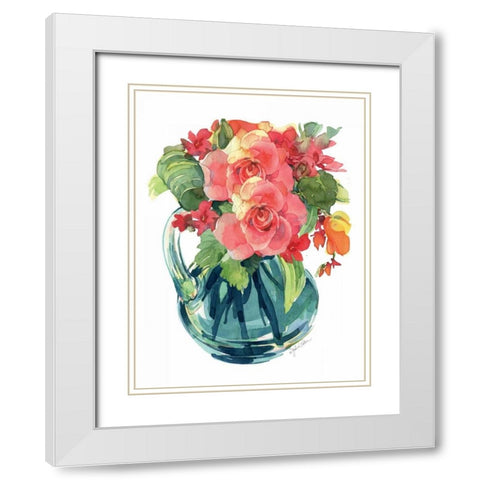 Bright Rose Bouquet II White Modern Wood Framed Art Print with Double Matting by Paton, Julie
