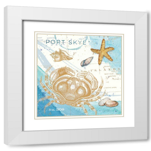 Harbor Island Crab White Modern Wood Framed Art Print with Double Matting by Paton, Julie