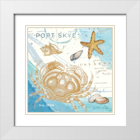 Harbor Island Crab White Modern Wood Framed Art Print with Double Matting by Paton, Julie