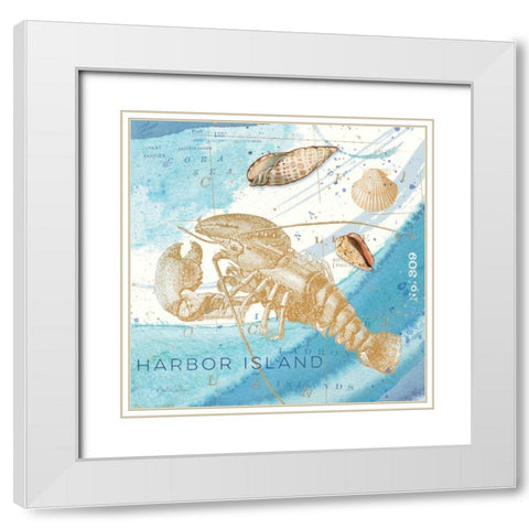 Harbor Island Lobster White Modern Wood Framed Art Print with Double Matting by Paton, Julie