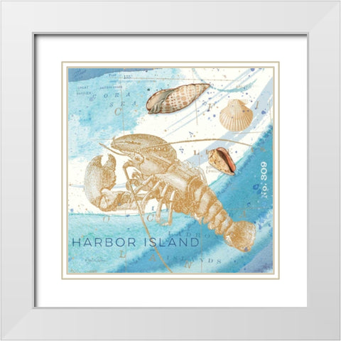 Harbor Island Lobster White Modern Wood Framed Art Print with Double Matting by Paton, Julie