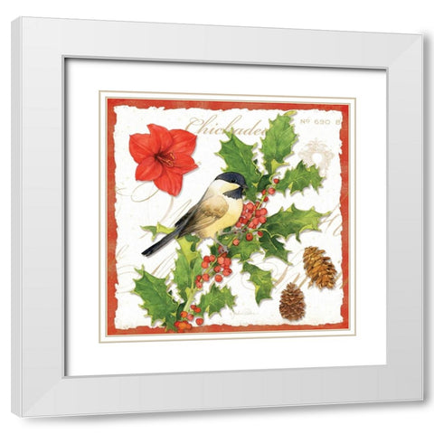 Holiday Birds I White Modern Wood Framed Art Print with Double Matting by Paton, Julie