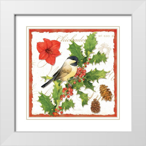 Holiday Birds I White Modern Wood Framed Art Print with Double Matting by Paton, Julie