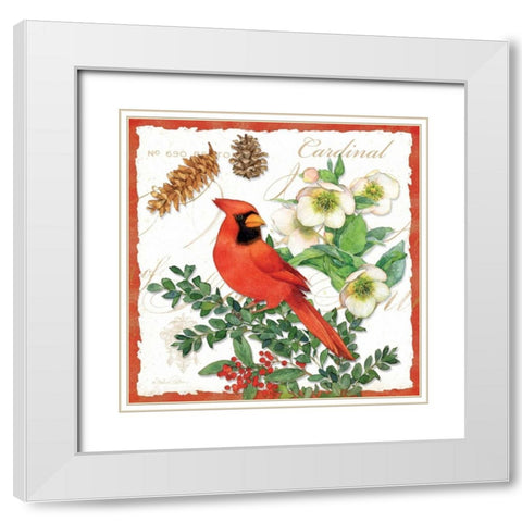 Holiday Birds II White Modern Wood Framed Art Print with Double Matting by Paton, Julie