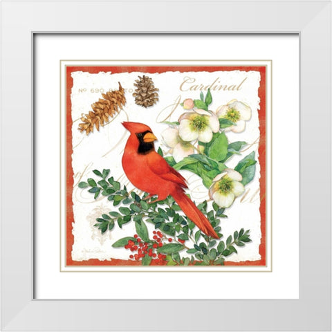 Holiday Birds II White Modern Wood Framed Art Print with Double Matting by Paton, Julie