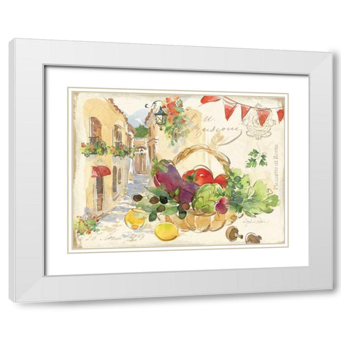 Piazzette Veggies White Modern Wood Framed Art Print with Double Matting by Paton, Julie