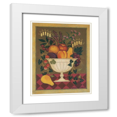 Fruit and Flowers I White Modern Wood Framed Art Print with Double Matting by Pedersen, Diane