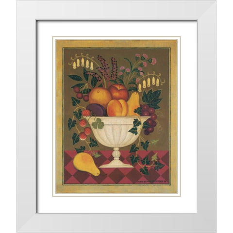 Fruit and Flowers I White Modern Wood Framed Art Print with Double Matting by Pedersen, Diane