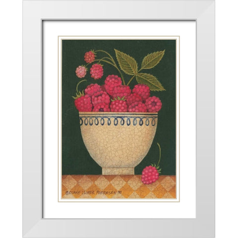 Cup O Raspberries White Modern Wood Framed Art Print with Double Matting by Pedersen, Diane