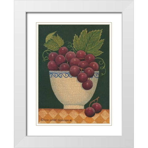 Cup O Grapes White Modern Wood Framed Art Print with Double Matting by Pedersen, Diane