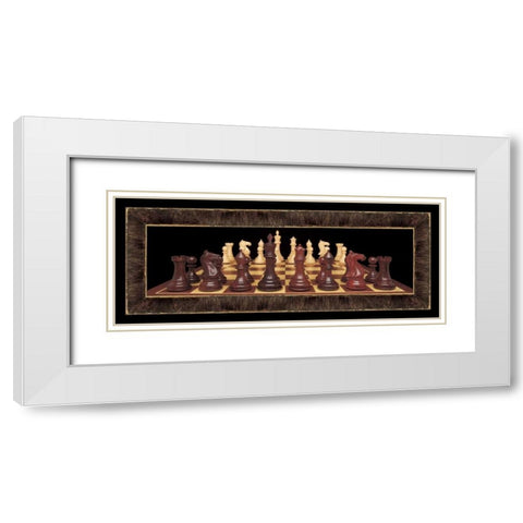 Chess II White Modern Wood Framed Art Print with Double Matting by Pela Design