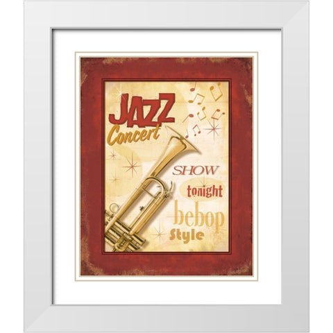 New Orleans Jazz I White Modern Wood Framed Art Print with Double Matting by Pela Design