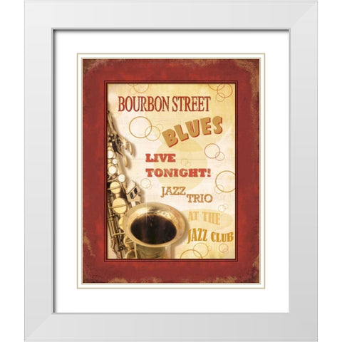 New Orleans Jazz III White Modern Wood Framed Art Print with Double Matting by Pela Design