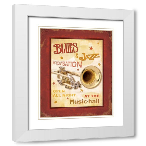 New Orleans Jazz IV White Modern Wood Framed Art Print with Double Matting by Pela Design