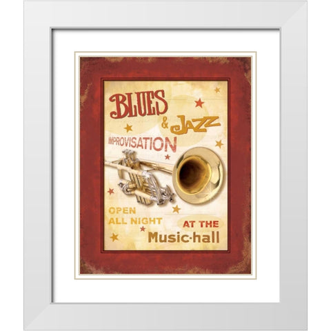 New Orleans Jazz IV White Modern Wood Framed Art Print with Double Matting by Pela Design