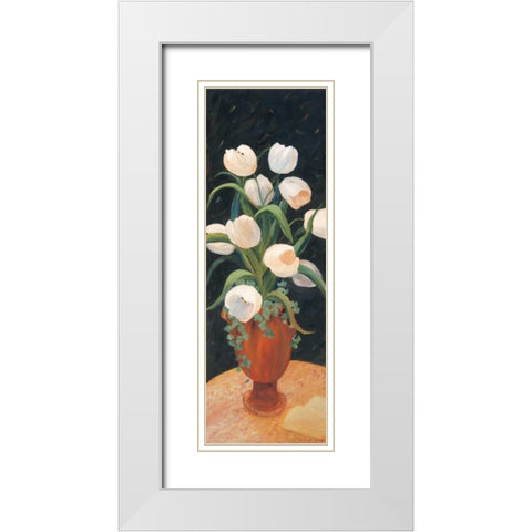 Tulips by Night White Modern Wood Framed Art Print with Double Matting by Platt, Leila