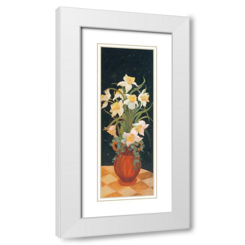 Daffodils at Dark White Modern Wood Framed Art Print with Double Matting by Platt, Leila
