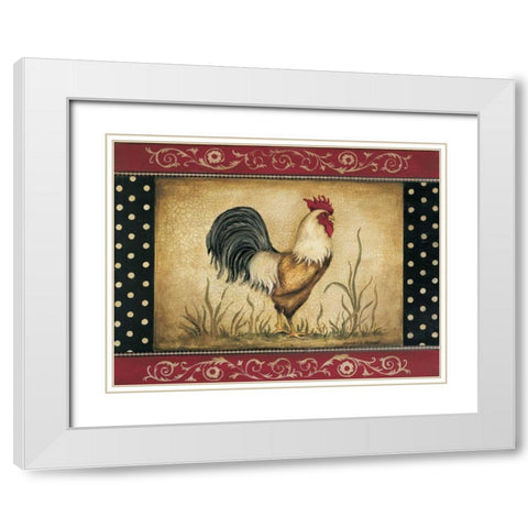 Cock-a-doodle-doo White Modern Wood Framed Art Print with Double Matting by Poloson, Kimberly
