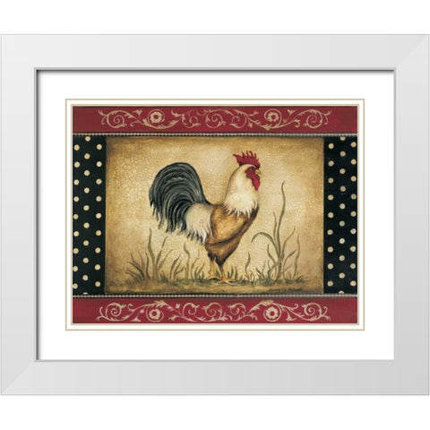 Cock-a-doodle-doo White Modern Wood Framed Art Print with Double Matting by Poloson, Kimberly