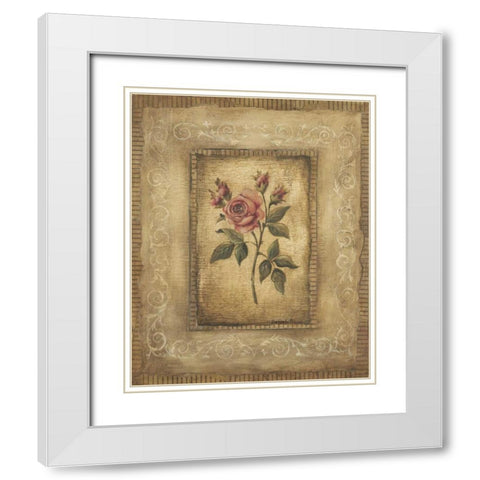 Savin Rose White Modern Wood Framed Art Print with Double Matting by Poloson, Kimberly