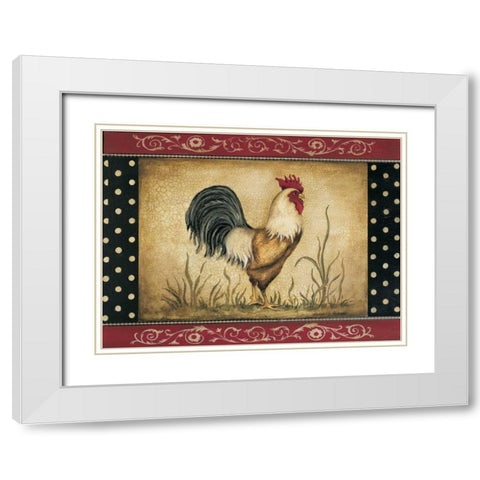 Cock-a-Doodle-Doo White Modern Wood Framed Art Print with Double Matting by Poloson, Kimberly