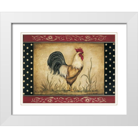 Cock-a-Doodle-Doo White Modern Wood Framed Art Print with Double Matting by Poloson, Kimberly