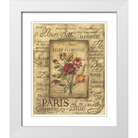 Bel Bouquet I White Modern Wood Framed Art Print with Double Matting by Poloson, Kimberly