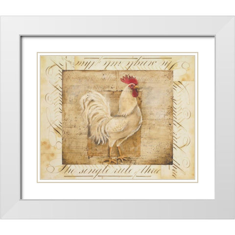 Rustic Farmhouse Rooster I White Modern Wood Framed Art Print with Double Matting by Poloson, Kimberly
