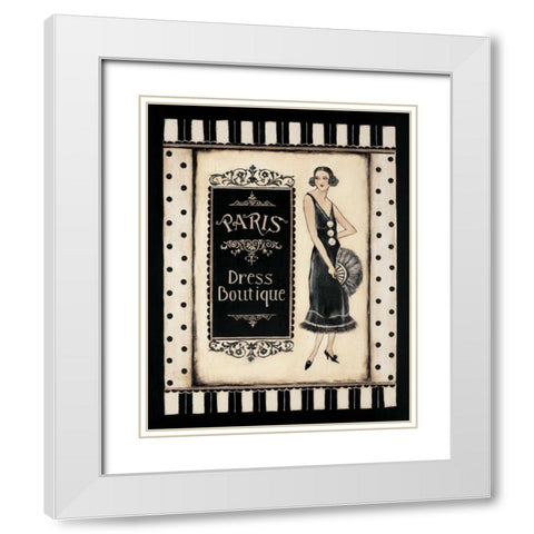 Paris Dress Boutique White Modern Wood Framed Art Print with Double Matting by Poloson, Kimberly
