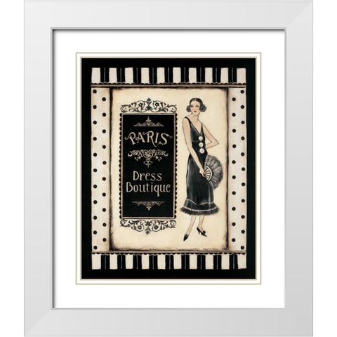 Paris Dress Boutique White Modern Wood Framed Art Print with Double Matting by Poloson, Kimberly