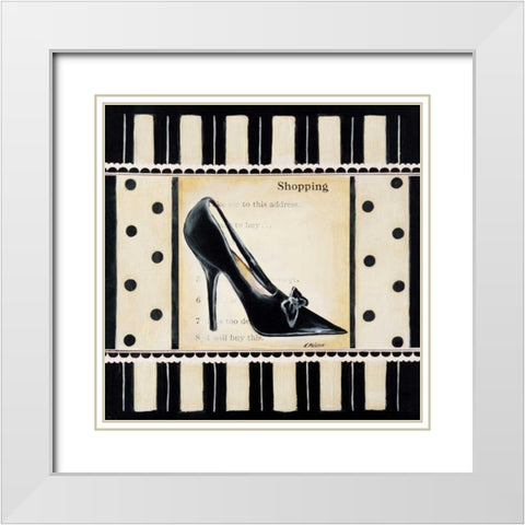 Shopping I White Modern Wood Framed Art Print with Double Matting by Poloson, Kimberly