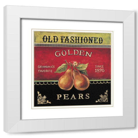 Golden Pears White Modern Wood Framed Art Print with Double Matting by Poloson, Kimberly