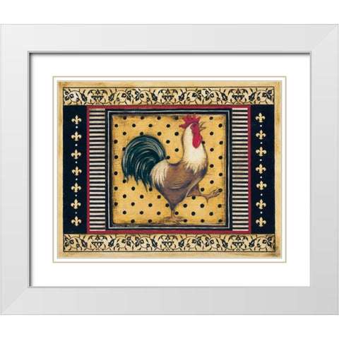 Provence Rooster I White Modern Wood Framed Art Print with Double Matting by Poloson, Kimberly