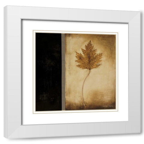 Maple Leaves I White Modern Wood Framed Art Print with Double Matting by Poloson, Kimberly